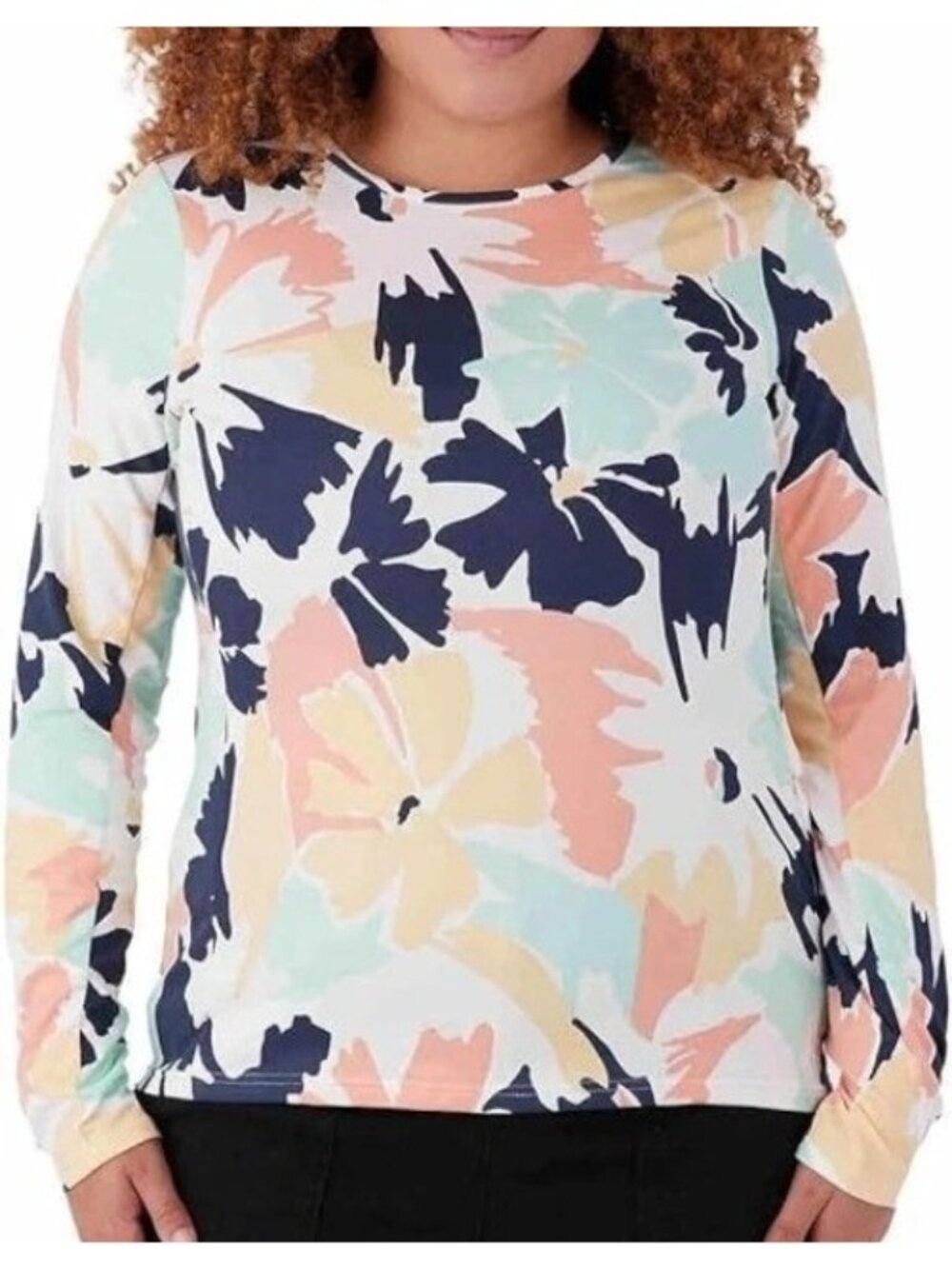 NWT Hang Ten Women's XXL Long Sleeve Shirt Multicolor Floral UPF 50+ Quick Dry